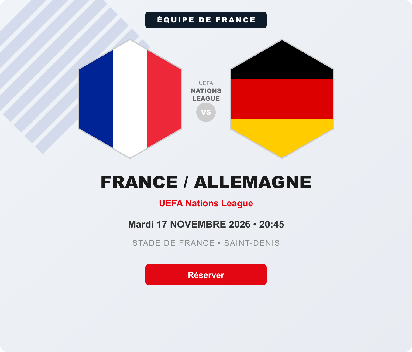 France-Allemagne Mar. 17 Novembre 2026 Stade de France